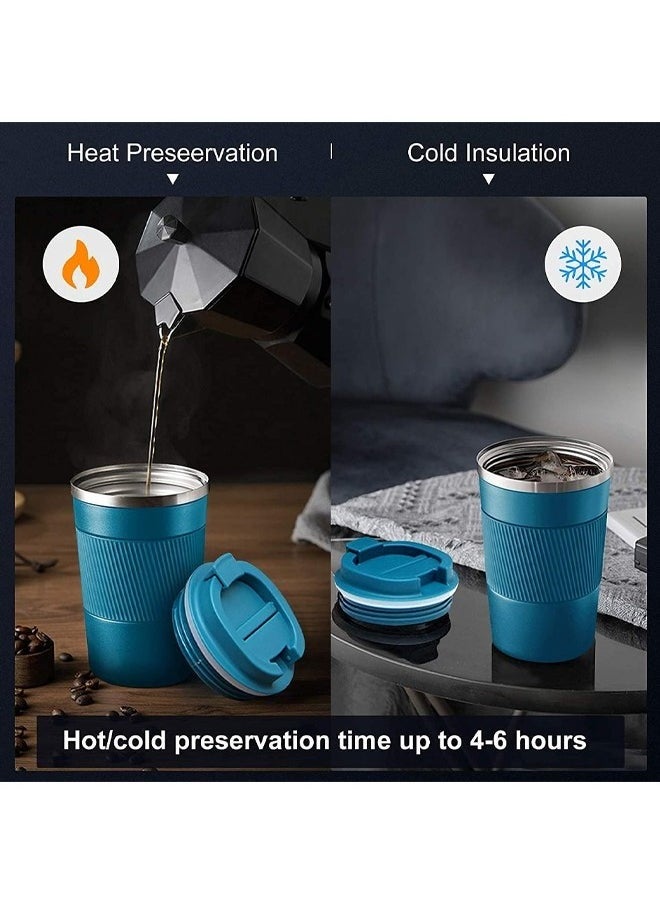 Coffee Cup | 510ML Stainless Steel Cup | Leakproof Insulated Thermal Coffee Cup | Hiking/Travelling/Camping | Best for Ice Drinks & Hot Beverages | BC322 - BLUE