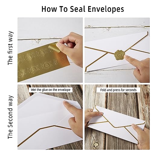 Topeen 100 Pack #10 Business Envelopes with Gold Border, Self Seal Standard Envelopes with Gold Stickers for Office, Checks, Letter Mailing, Invoices, 4 1/8 x 9 1/2 Inches (White) - Image 3