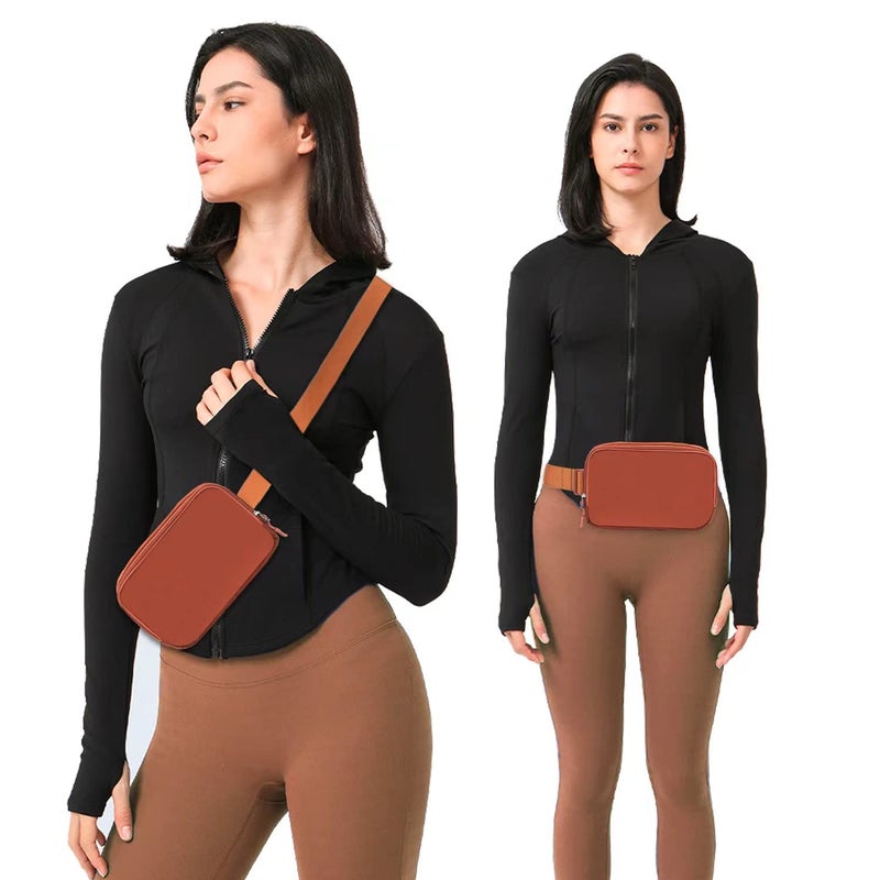 WITROMAN Belt bag Fanny pack crossbody bags for women Everywhere belt bag (Coffee) - Image 3