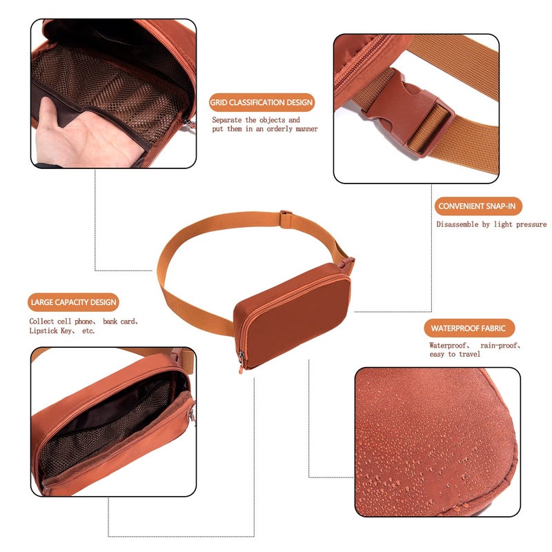 WITROMAN Belt bag Fanny pack crossbody bags for women Everywhere belt bag (Coffee) - Image 4