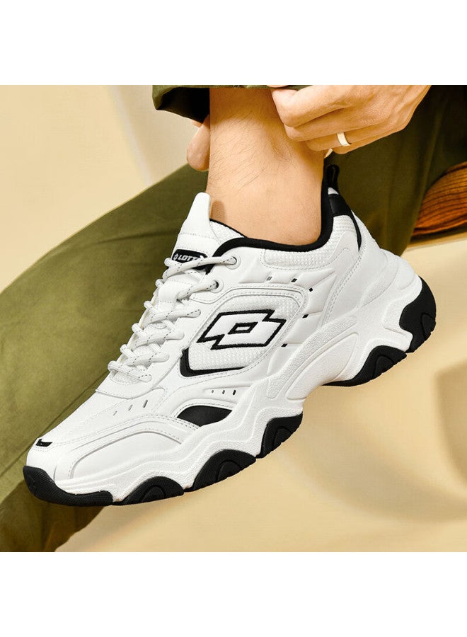 Lotto Men's Dad Sneakers Durable Sports Shoes Thick-soled Hiking Casual Shoes 8879 White/black Size 43 - Image 2