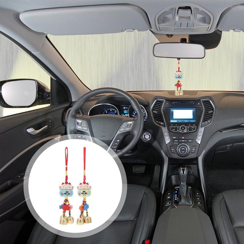 2Pcs Ceramic Fortune Cat Wind Chimes Lucky Maneki Neko Hanging Decor For Home Garden Patio - Image 3