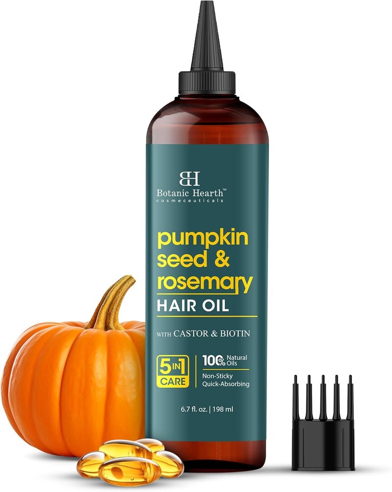 Botanic Hearth Pumpkin Seed Rosemary Oil For Hair Growth (6.7 fl oz)| Infused with Pumpkin Seed, Rosemary, Castor Oil | Hair Oil Repairs Dry Damaged Hair, Strengthening, Moisturizing, Healthier Hair - Image 1