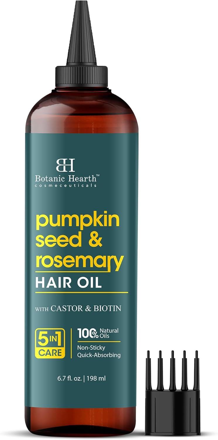 Botanic Hearth Pumpkin Seed Rosemary Oil For Hair Growth (6.7 fl oz)| Infused with Pumpkin Seed, Rosemary, Castor Oil | Hair Oil Repairs Dry Damaged Hair, Strengthening, Moisturizing, Healthier Hair - Image 5