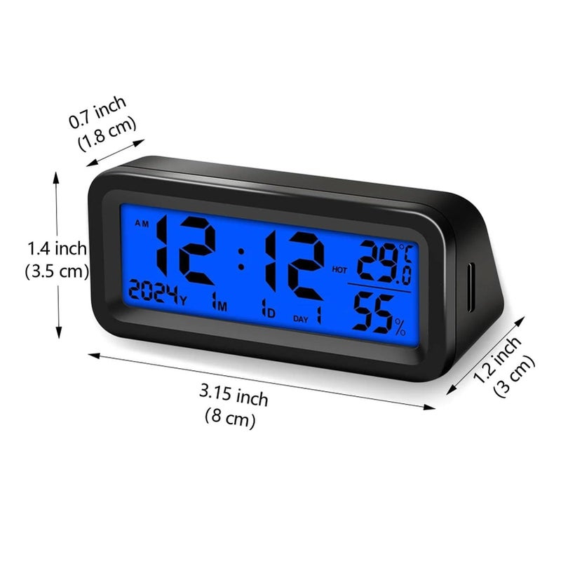 LCD Digital Car Clock with Temperature Humidity Display 12 24 Hour - Image 4