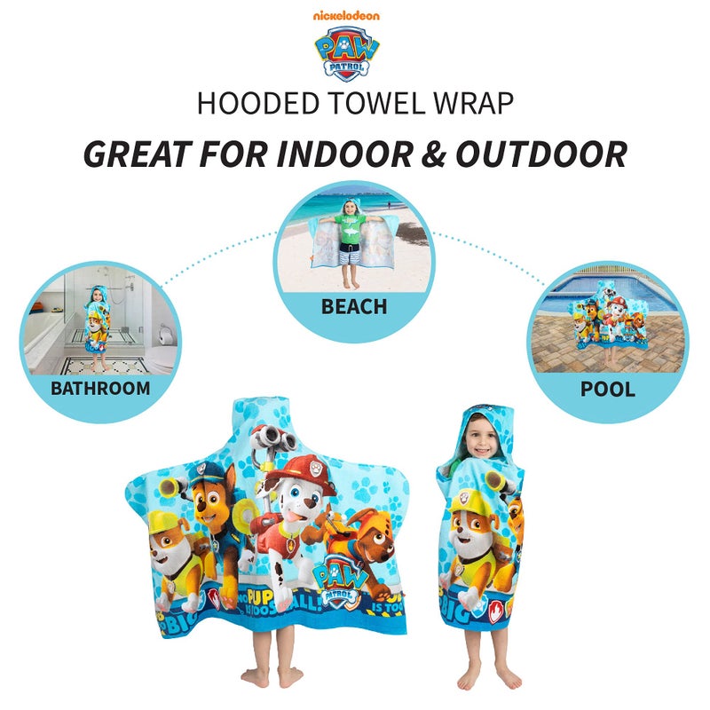 Franco Paw Patrol Blue Bath/Pool/Beach Soft Cotton Terry Hooded Towel Wrap, 24" x 50", By Franco Kids - Image 4