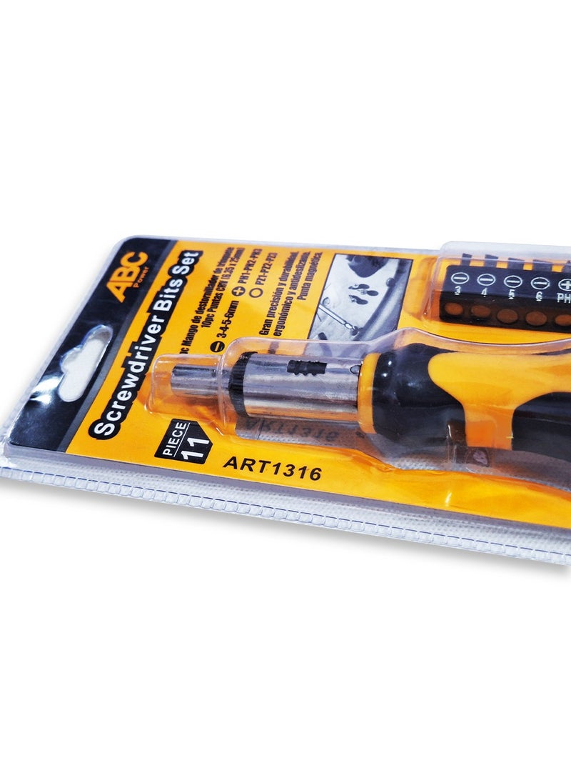 ABC - 11 in 1 repair screwdriver set, professional screwdriver set, multi-function magnetic repair tool set (6.35x25MM) comes with a compact storage bag, light and easy to transport anywhere - Image 1
