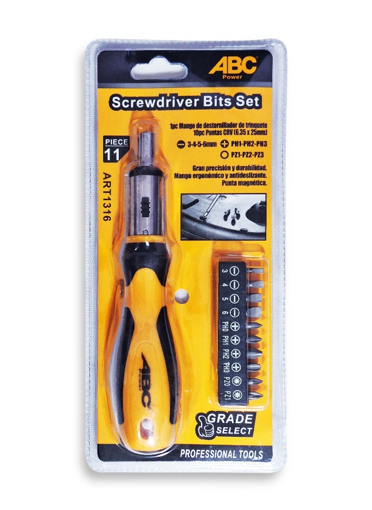 ABC - 11 in 1 repair screwdriver set, professional screwdriver set, multi-function magnetic repair tool set (6.35x25MM) comes with a compact storage bag, light and easy to transport anywhere - Image 1