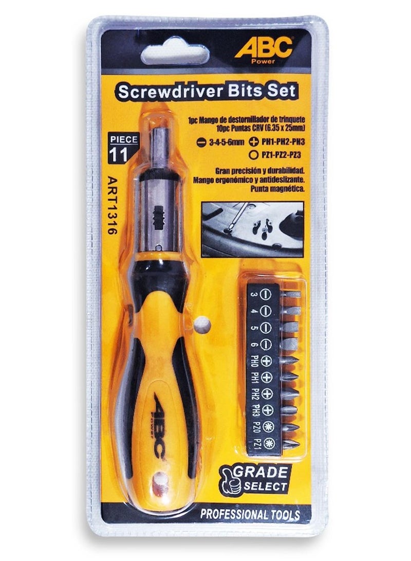 ABC 11 in 1 repair screwdriver set, professional screwdriver set, multi-function magnetic repair tool set (6.35x25MM) comes with a compact storage bag, light and easy to transport anywhere - Image 1