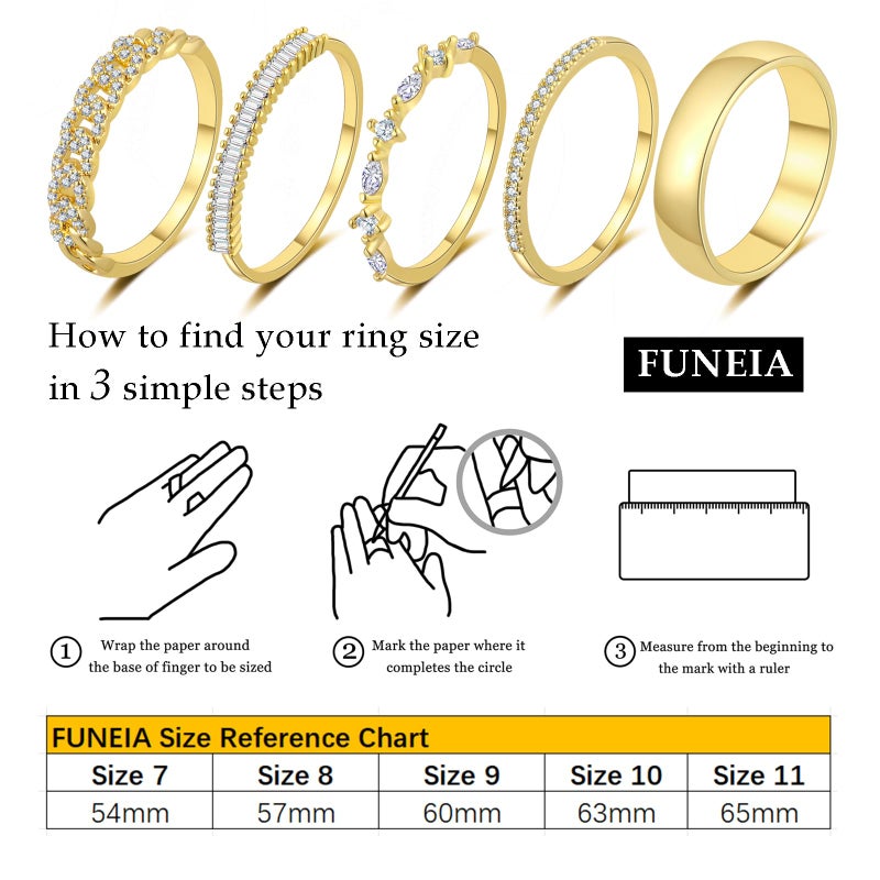 FUNEIA Stackable Gold Rings for Women Non Tarnish Trendy Dainty 14K Gold Plated Stacking Cubic Zirconia Thumb Ring Set Pack Statement Chunky Band Rings Promise Engagement Rings Size 7 8 9 10 11 - Image 5
