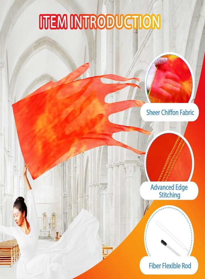 Baisdan 55'' Double Layered Worship Flags for Dance Church, Praise Dance Flags for Worship, Praise Flag with Flexible Rod and Storage Bag, Set of 2, Orange-Red - Image 2