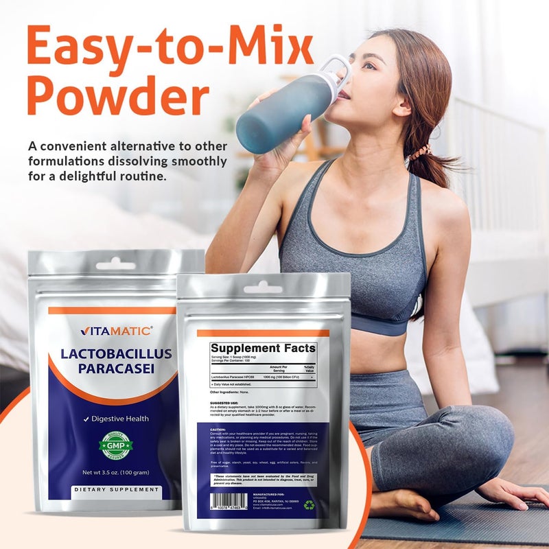 Vitamatic Lactobacillus Paracasei Probiotic Powder  Digestive Health Support  100 Gram 35 OZ  100 Servings - Image 3
