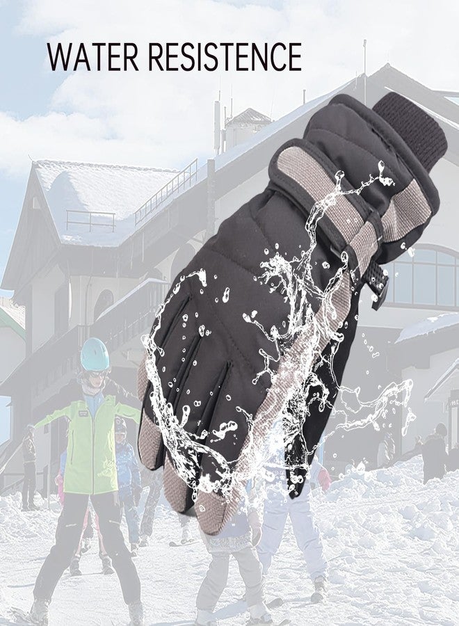 XTACER Kids Ski Snow Gloves Snowboard Winter Warm Cold Weather Gloves for Boys Girls Children (Black & Gray,10-12 Years) - Image 4