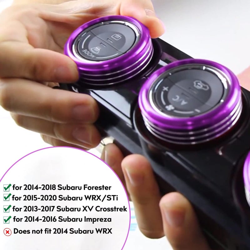 Bentolin Purple AC Knob Cover Accessory for Subaru - 3PCS - Image 2
