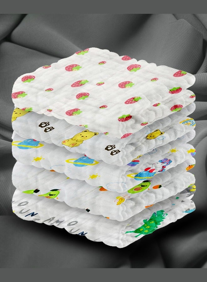MARGOUN 5 Pack Baby Muslin Washcloths Natural Purified Cotton Baby Wipes Soft Newborn Baby Face Towel - Image 4