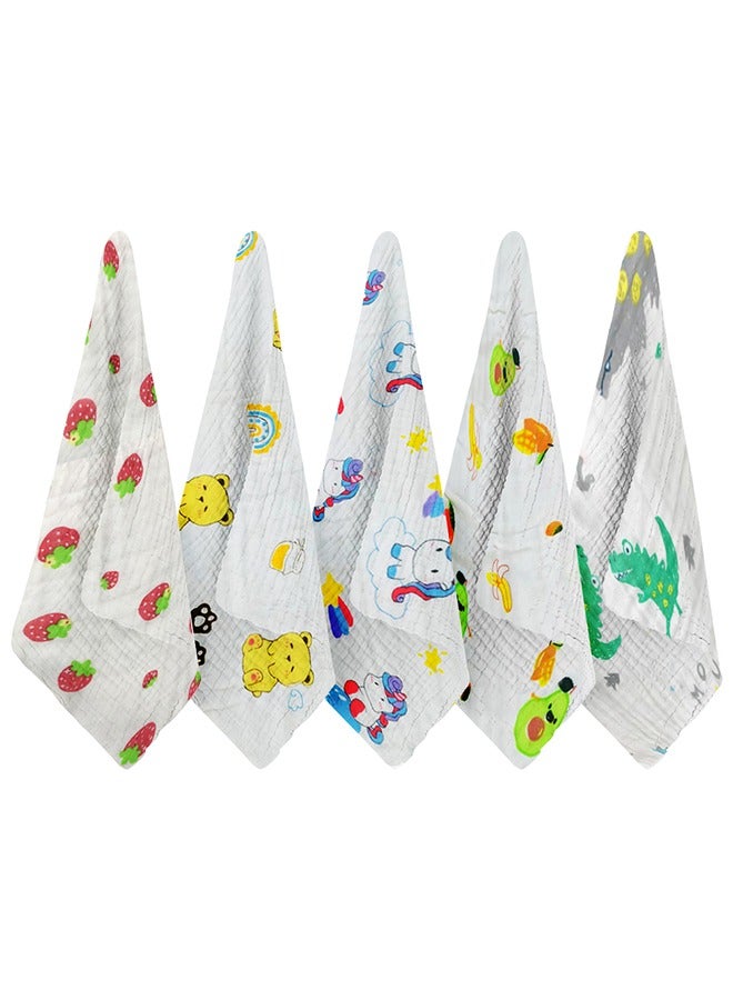 MARGOUN 5 Pack Baby Muslin Washcloths Natural Purified Cotton Baby Wipes Soft Newborn Baby Face Towel - Image 3