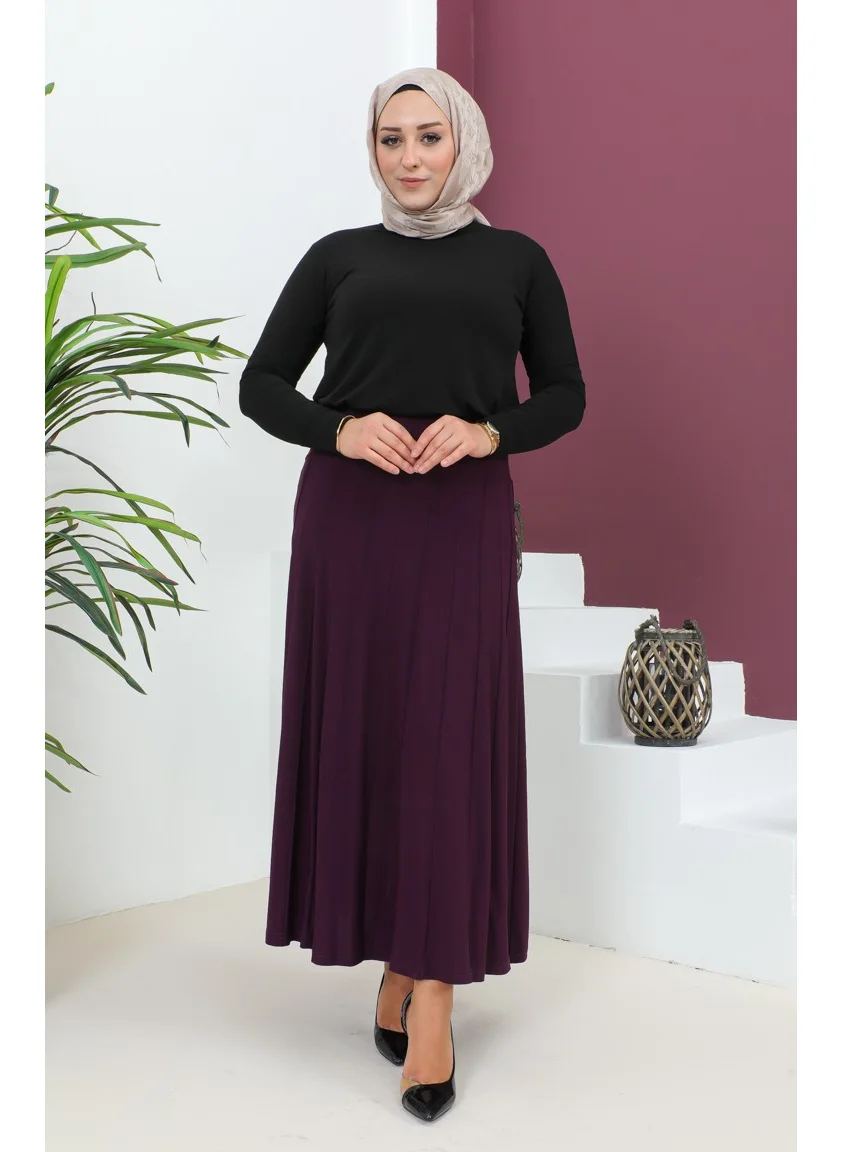 Sefa Merve Plus Size Sandy Skirt 1745-04 Purple