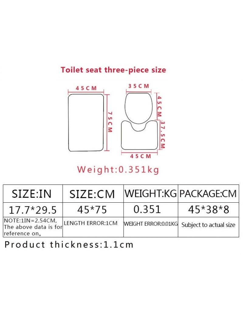 Bluejw - 4-Piece Water-resistant Shower Curtain & Lid Toilet Cover Pedestal Rug Non-slip Bath Mat Bathroom Decoration Accessories - Image 1
