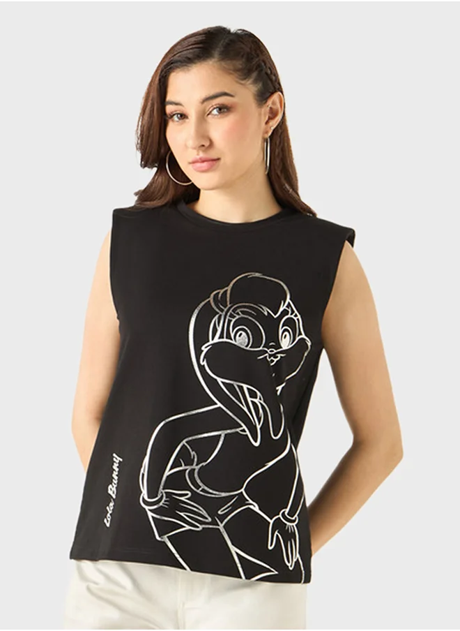 اس بي كاركترز Lola Bunny  Print Crew Neck T-Shirt