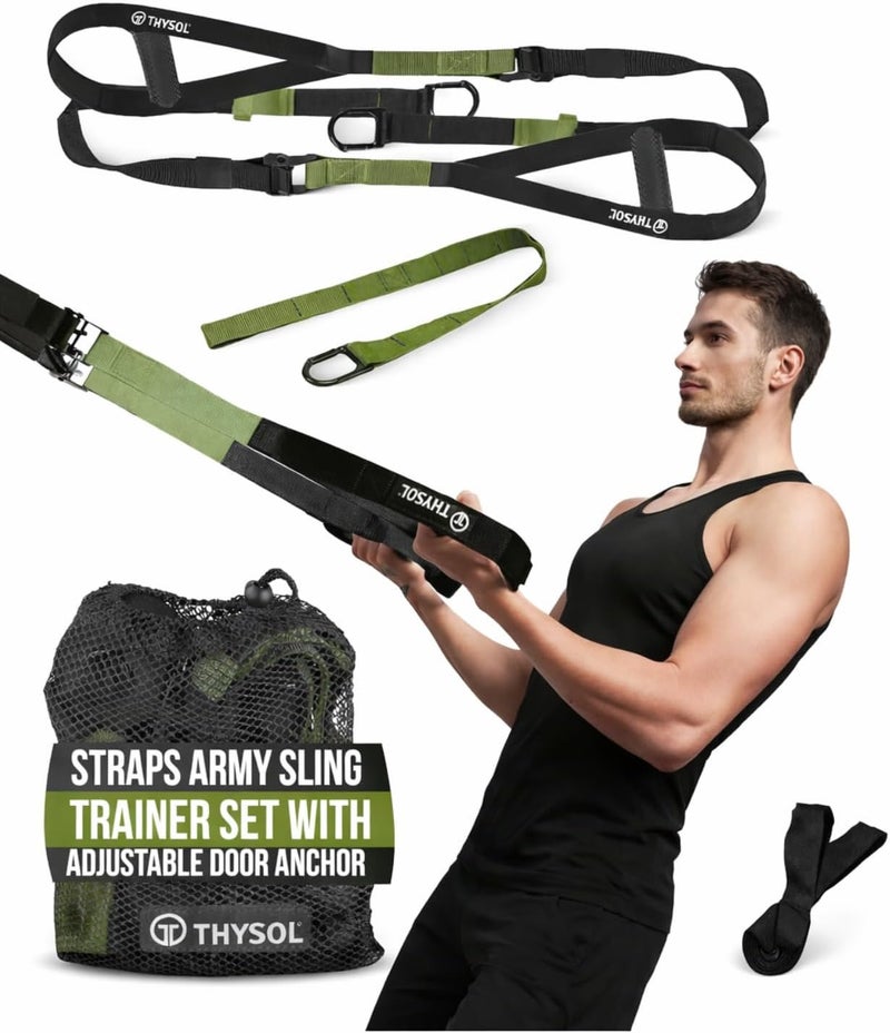 THYSOL Resistance Trainer Pro Xtreme Straps Army Sling Trainer Set with Adjustable Door Anchor - Image 1