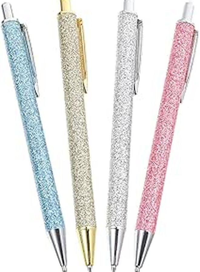 4Pcs Metal Press Type Ballpoint Pen Set Gold Color For Office School And Gifts - Image 1