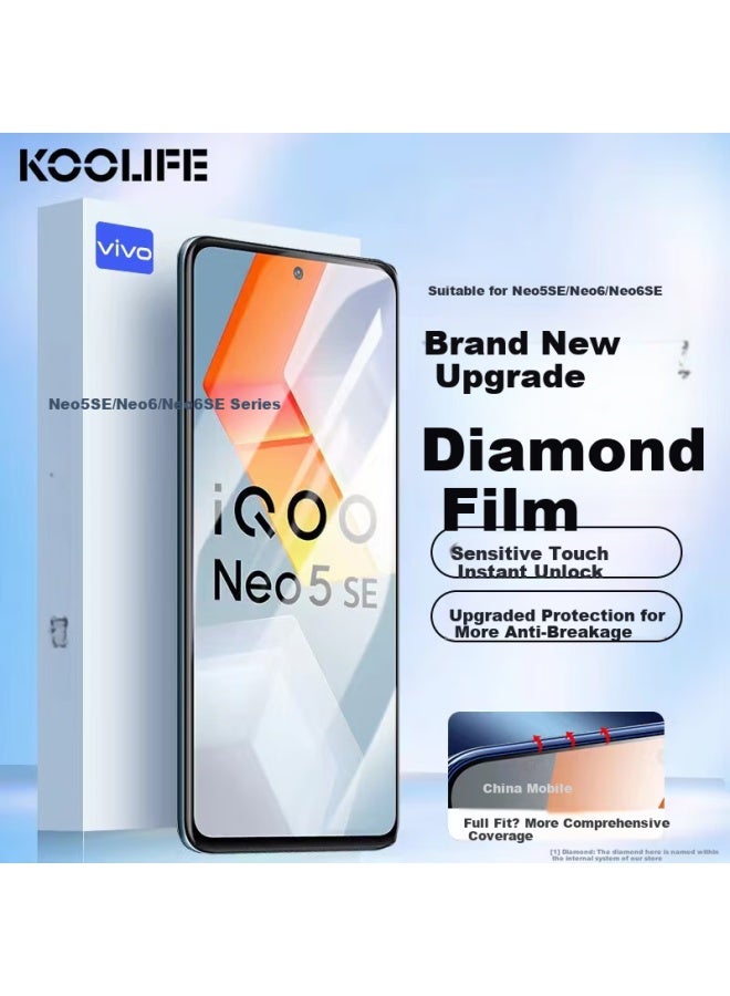 KOOLIFE حماية شاشة زجاجية مقساة من Koolife لهاتف Vivo Iqoo Neo6/6Se، Neo5Se/Z6، إصدار الألعاب، تغطية كاملة، رقيقة للغاية، عالية الدقة، مضادة للسقوط، مضادة لبصمات الأصابع - Image 1