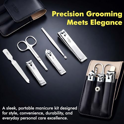 Beauté Secrets Nail Clipper Set – Nail Cutter Set, Manicure Pedicure Kit, Stainless Steel Nail Grooming Kit with PU Leather Case, Portable Travel Nail Kit for Men & Women - Image 2