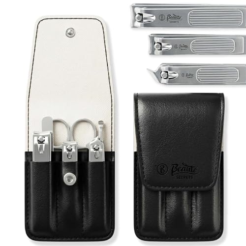 Beauté Secrets Nail Clipper Set – Nail Cutter Set, Manicure Pedicure Kit, Stainless Steel Nail Grooming Kit with PU Leather Case, Portable Travel Nail Kit for Men & Women - Image 1
