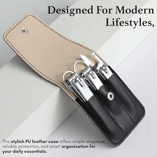 Beauté Secrets Nail Clipper Set – Nail Cutter Set, Manicure Pedicure Kit, Stainless Steel Nail Grooming Kit with PU Leather Case, Portable Travel Nail Kit for Men & Women - Image 5