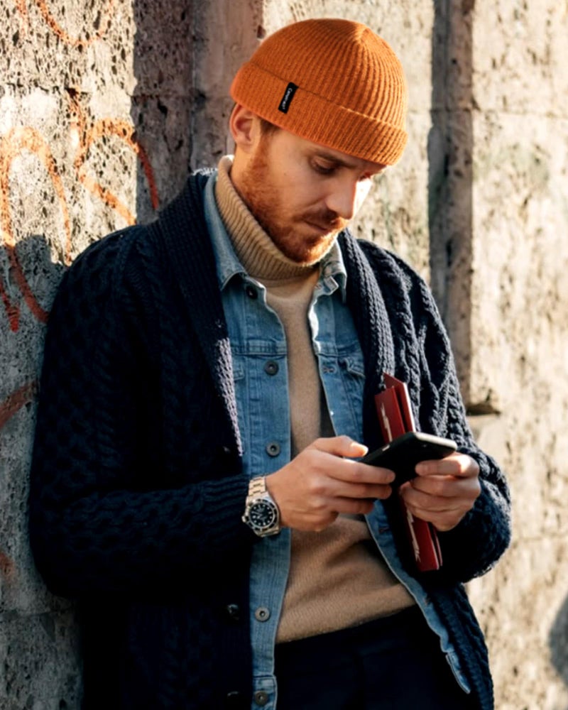 Camptrace Fisherman Beanie Hat for Men Women Classic Cuff Skull Caps Short Watch Hat Trawler Beanie Caramel - Image 2