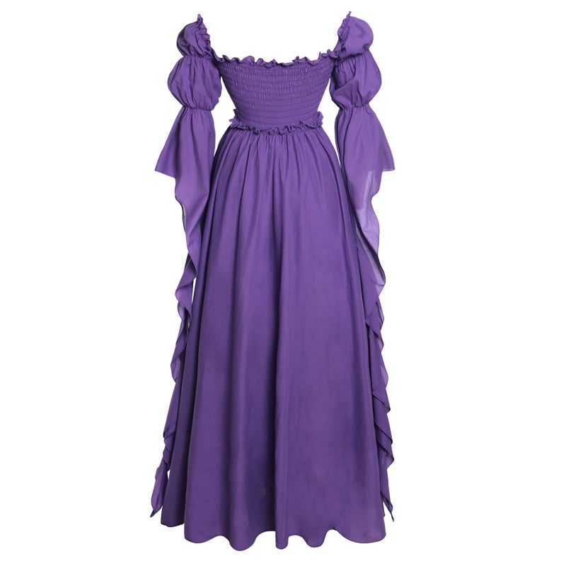 Vibsion Medieval Renaissance Dress Renaissance Faire Costume for Women Victorian Gothic Witch Wedding Dresses L/XL Purple - Image 3
