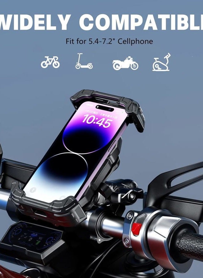 Kewig Motorcycle Phone Mount Holder- [Vibration Dampener] [Secure Lock] Motorcycle Cell Phone Holder, Bike Handlebar Phone Mount, for 16/15/ 14/13 Pro Max, 5.4-7.2" Phones - Image 2