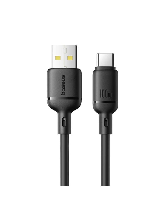 بيسوس Baseus Silky Fast Charging Cable USB-A to USB-C 1m (Cluster Black) black - Image 2