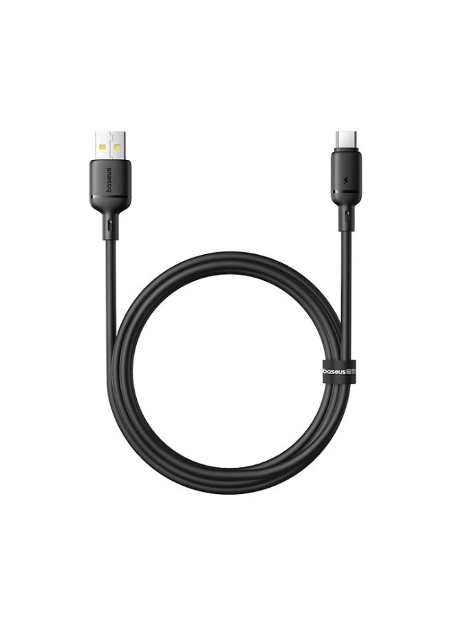 بيسوس Baseus Silky Fast Charging Cable USB-A to USB-C 1m (Cluster Black) black - Image 1