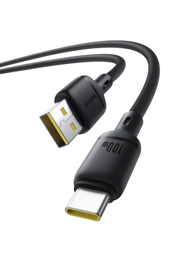 بيسوس Baseus Silky Fast Charging Cable USB-A to USB-C 1m (Cluster Black) black - Image 3