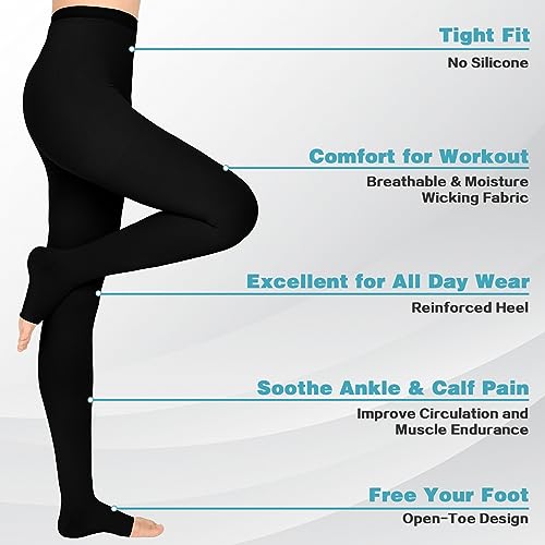 Ktinnead 20-30 mmHg Compression Pantyhose for Women, Open Toe Medical Compression Stockings, Waist High Opaque Compression Tights for Edema, Varicose Veins, Swelling, Pregnant, Teacher, Doctor - Image 5