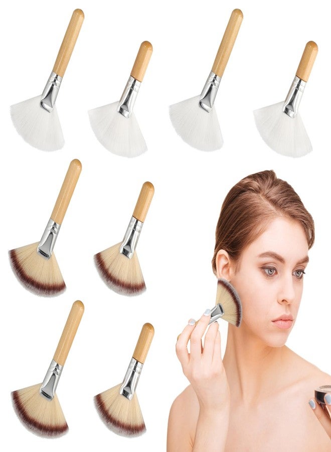 Framad 8PCS Fluffy Facial Brushes Esthetician, Fluffy Fan Brush with Long and Short Handle - Image 1