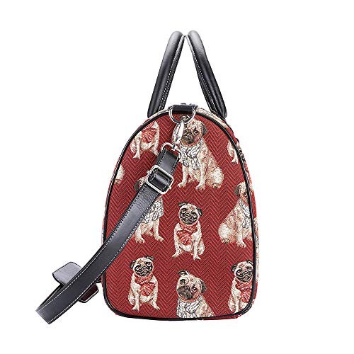 Signare Tapestry Duffle Bag Overnight Bags Weekend Bag for Women with Pug Dog Design (TRAV-PUG) - Image 3