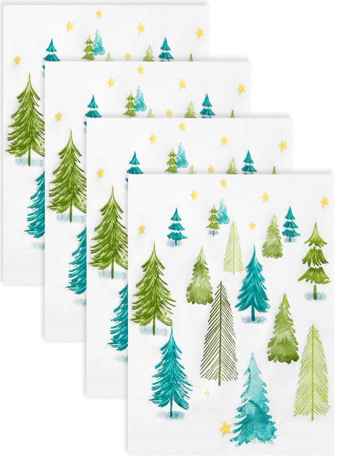 Quera 50 Pack Christmas Paper Napkins - Blue Green Disposable Beverage Napkins for New Year, Winter Dinner, Merry Christmas, Holiday & Xmas Party Supplies - Image 1