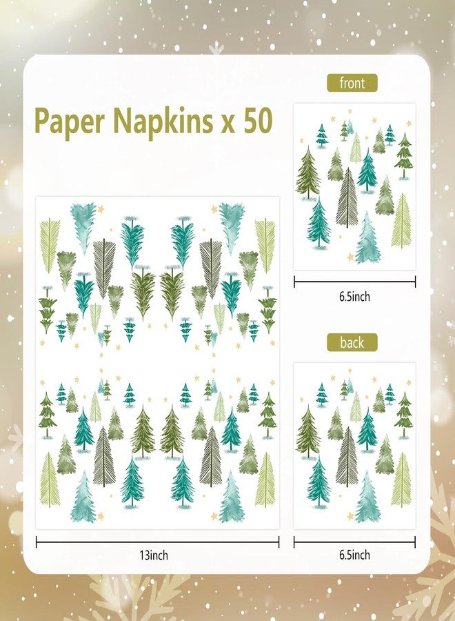 Quera 50 Pack Christmas Paper Napkins - Blue Green Disposable Beverage Napkins for New Year, Winter Dinner, Merry Christmas, Holiday & Xmas Party Supplies - Image 2
