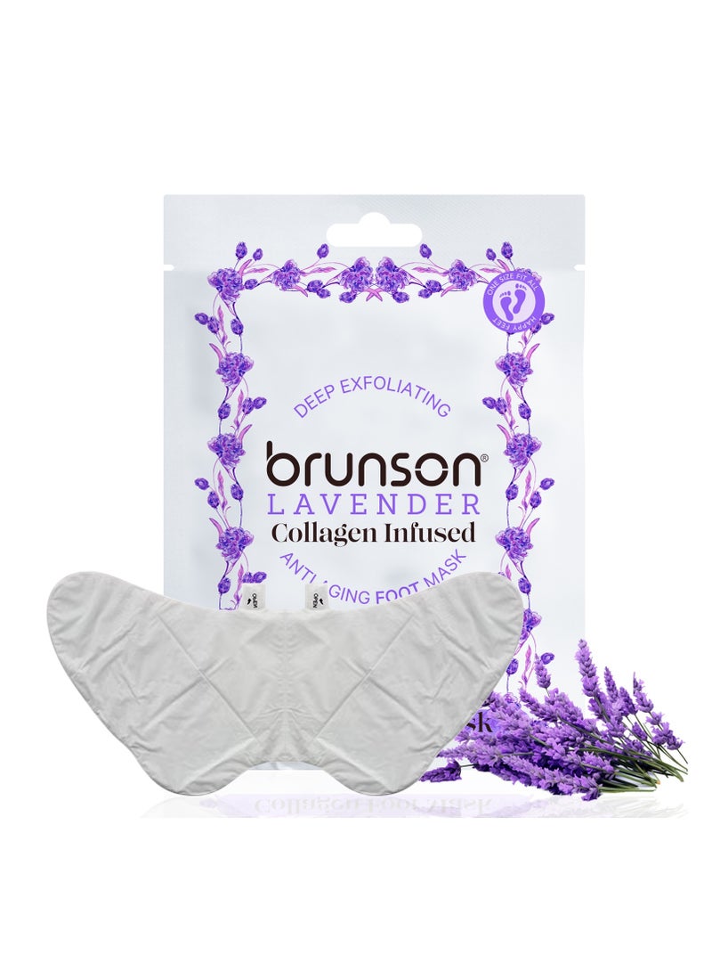 brunson Say Goodbye to Rough Feet – Brunson Lavender Collagen-Infused Anti-Aging Foot Peel Mask: Deep Exfoliation for Healthier, Softer Feet - Image 1