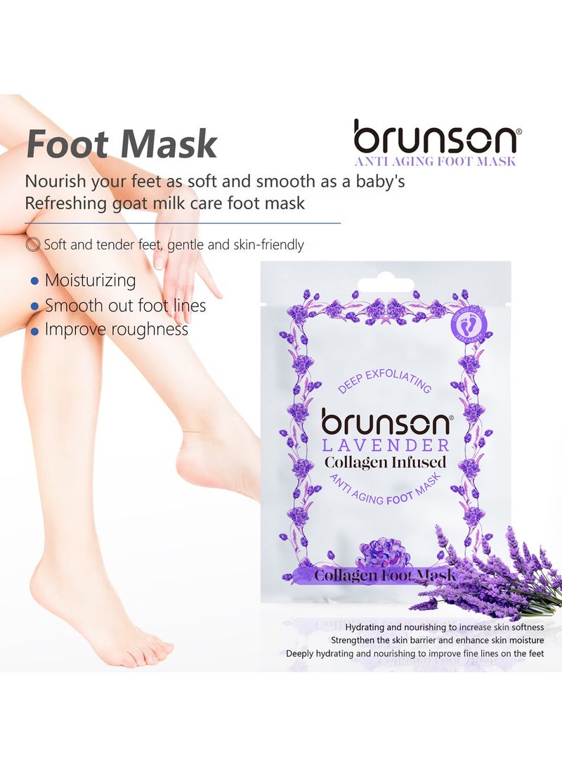brunson Say Goodbye to Rough Feet – Brunson Lavender Collagen-Infused Anti-Aging Foot Peel Mask: Deep Exfoliation for Healthier, Softer Feet - Image 2