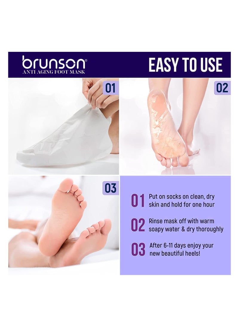 brunson Say Goodbye to Rough Feet – Brunson Lavender Collagen-Infused Anti-Aging Foot Peel Mask: Deep Exfoliation for Healthier, Softer Feet - Image 3