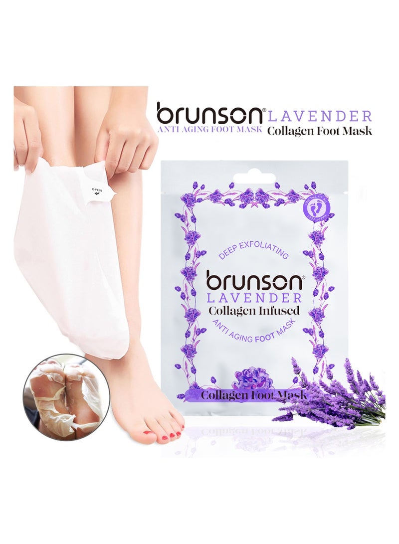 brunson Say Goodbye to Rough Feet – Brunson Lavender Collagen-Infused Anti-Aging Foot Peel Mask: Deep Exfoliation for Healthier, Softer Feet - Image 5