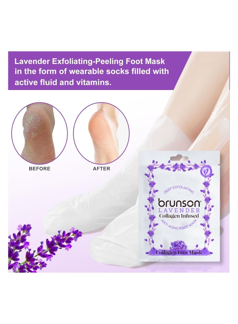 brunson Say Goodbye to Rough Feet – Brunson Lavender Collagen-Infused Anti-Aging Foot Peel Mask: Deep Exfoliation for Healthier, Softer Feet - Image 4