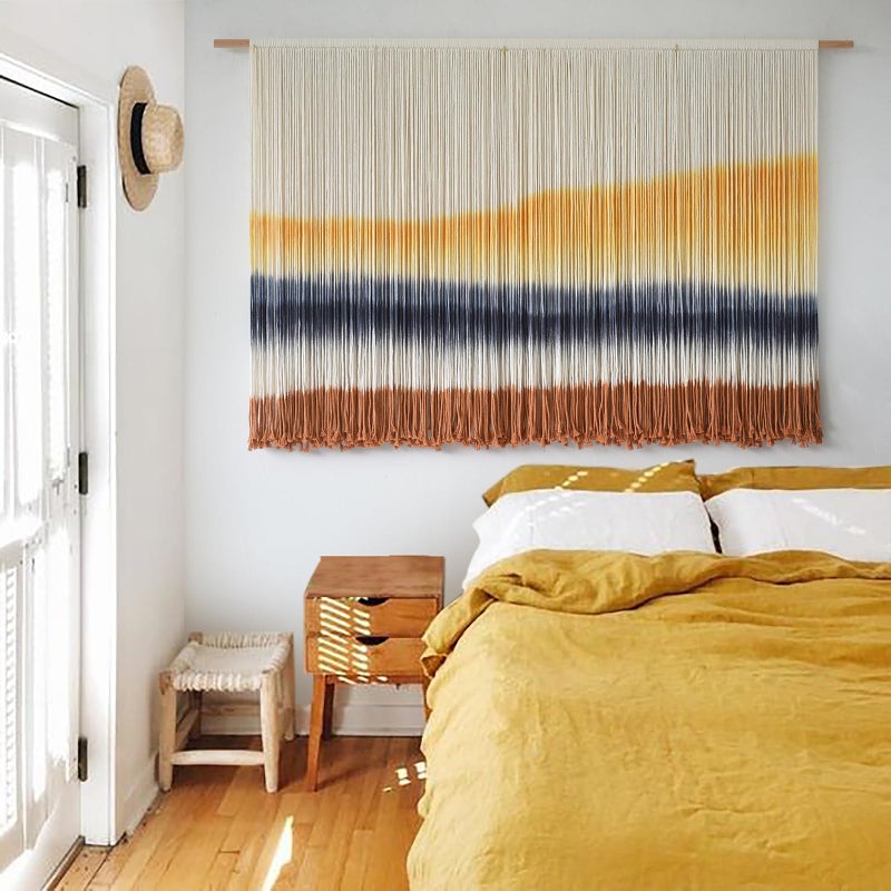 Flber Macrame Wall Hanging Extra Large Dip-Dyed Coastal Tapestry Boho Wall Decor for Living Room Bedroom Above Couch 57" W x 35" L - Image 3