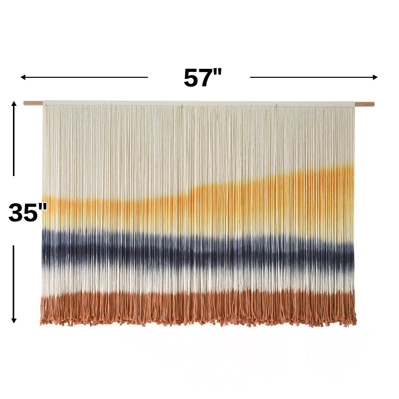 Flber Macrame Wall Hanging Extra Large Dip-Dyed Coastal Tapestry Boho Wall Decor for Living Room Bedroom Above Couch 57" W x 35" L - Image 5
