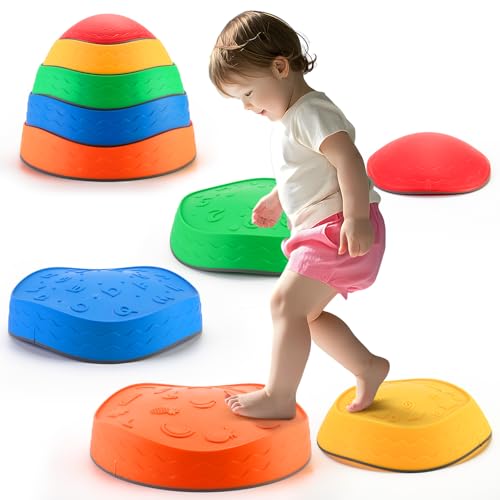Astrell Stepping Stones for Kids 5pcs Durable NonSlip Toddler Stepping Stones for Promoting Toddlers Motor Balance Skills Indoor Outdoor Obstacle Course Game Toys for Toddler Kids Age 3 - Image 1