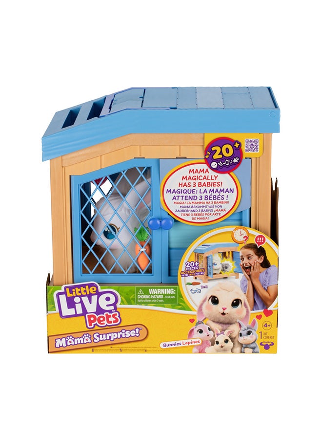 Little Live Pets Mama Surprise Bunny Interactive Electronic Toy Playset with Deluxe Hutch and 3 Surprise Baby Bunnies Over 20 Sounds and Reactions with Nurturing Accessories for Kids