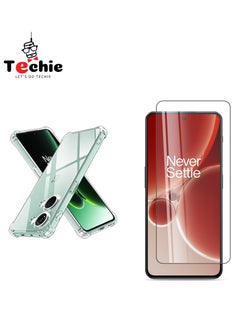 OnePlus Nord 3 Case and Screen Protector Combo Pack 2 in 1 - Transparent TPU Bumper Case with HD Tempered Glass Screen Protector